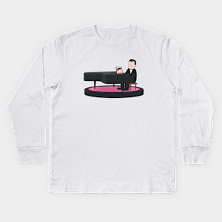 Bop Playing Piano Kids Long Sleeve T-Shirt